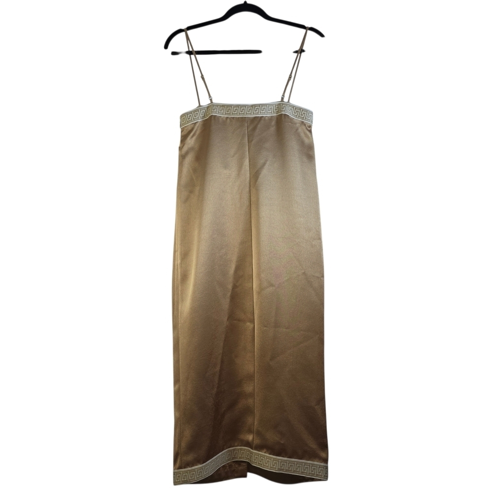 Elizabeth Damrich × Antonio Melani Satin Maxi Slip Dress Grecian Gold Sz 2 - Picture 3 of 12